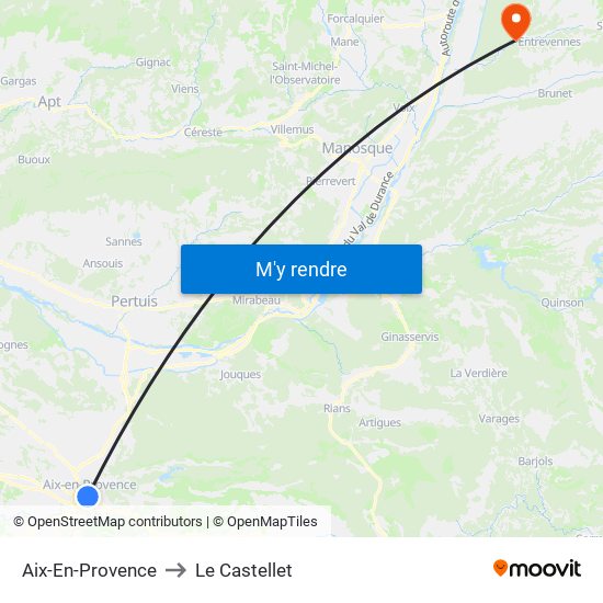 Aix-En-Provence to Le Castellet map