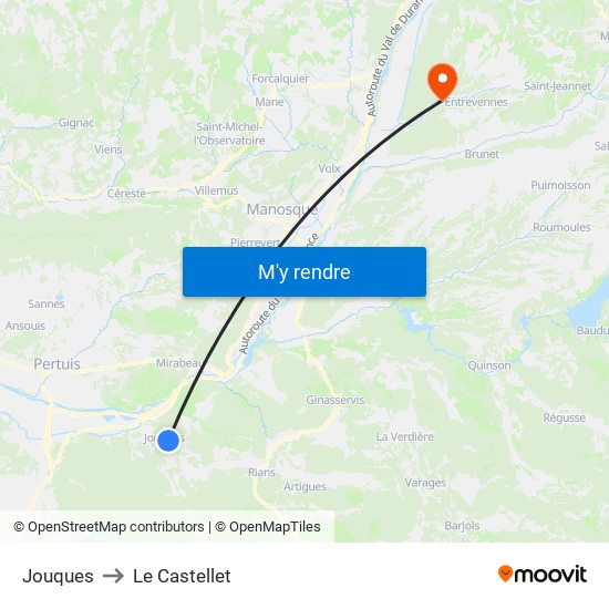 Jouques to Le Castellet map