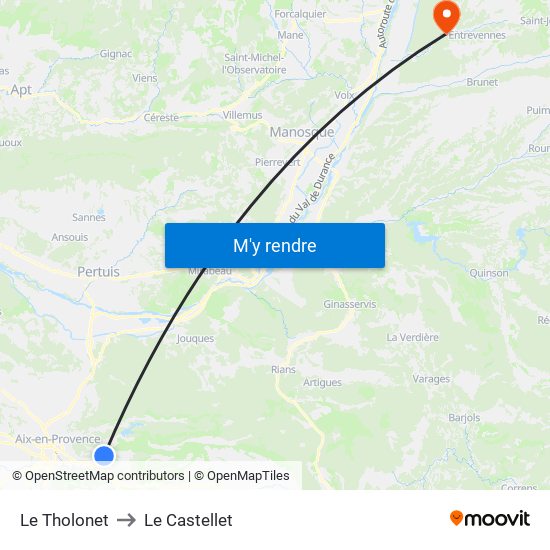Le Tholonet to Le Castellet map