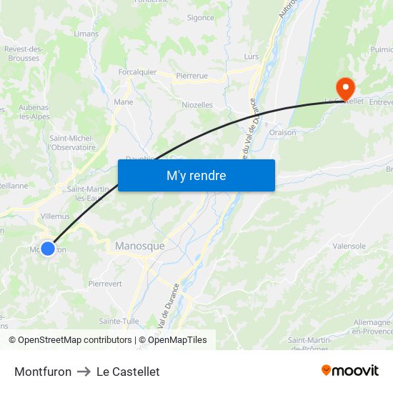 Montfuron to Le Castellet map