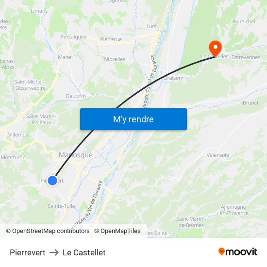 Pierrevert to Le Castellet map