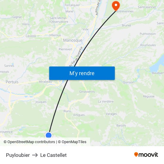 Puyloubier to Le Castellet map