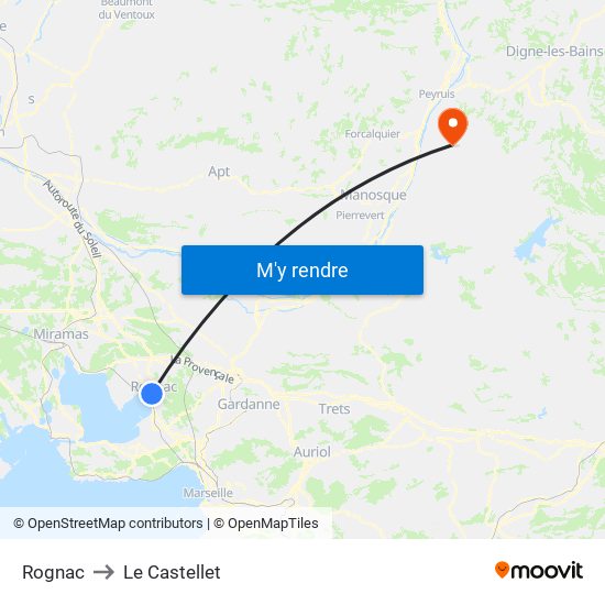 Rognac to Le Castellet map