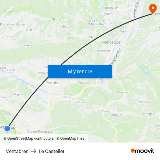 Ventabren to Le Castellet map