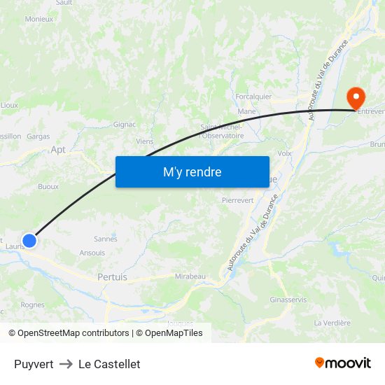 Puyvert to Puyvert map