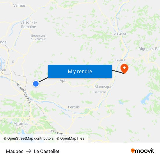 Maubec to Le Castellet map
