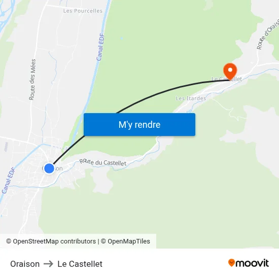 Oraison to Le Castellet map