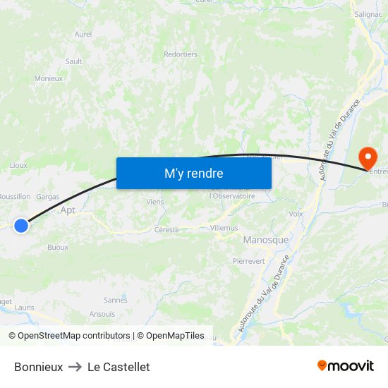 Bonnieux to Le Castellet map
