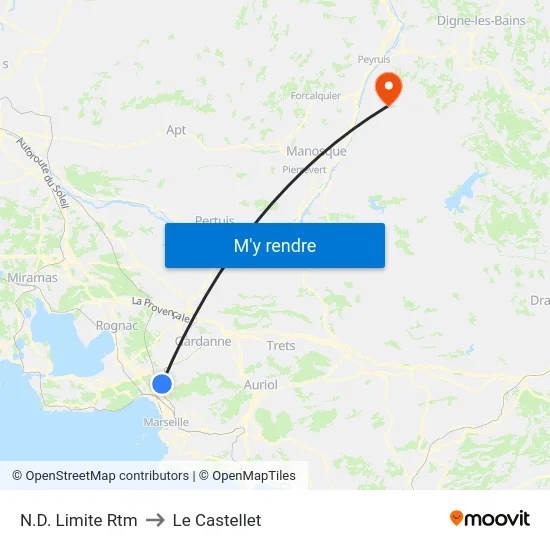N.D. Limite Rtm to Le Castellet map