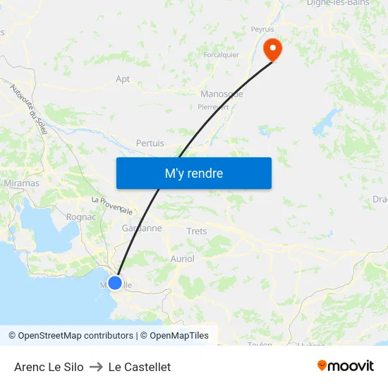 Arenc Le Silo to Le Castellet map