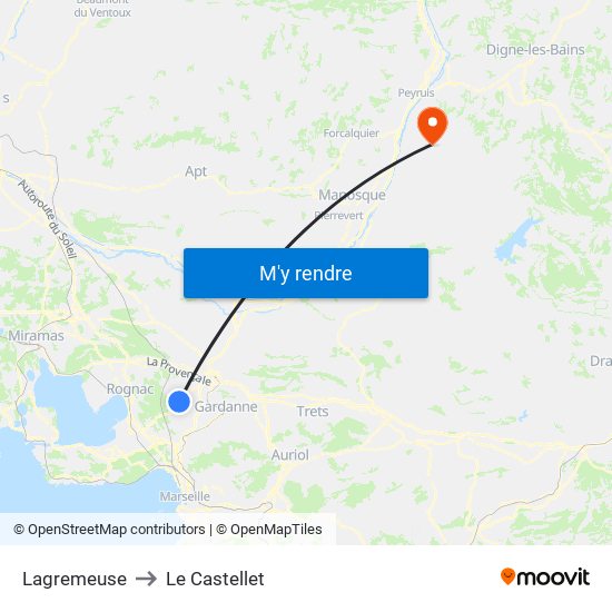 Lagremeuse to Le Castellet map