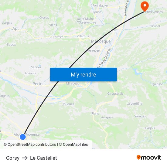 Corsy to Le Castellet map