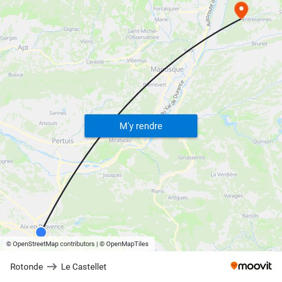 Rotonde to Le Castellet map