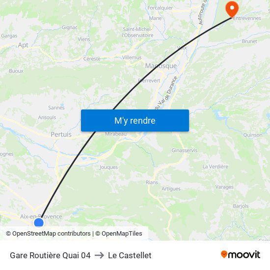 Gare Routière Quai 04 to Le Castellet map