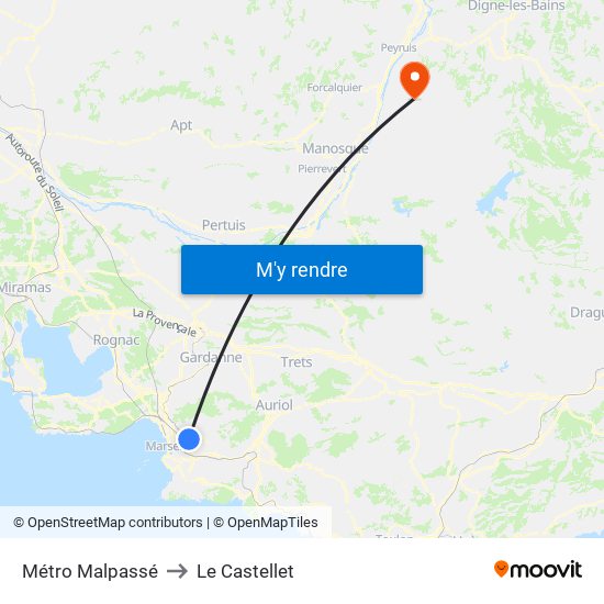 Métro Malpassé to Le Castellet map