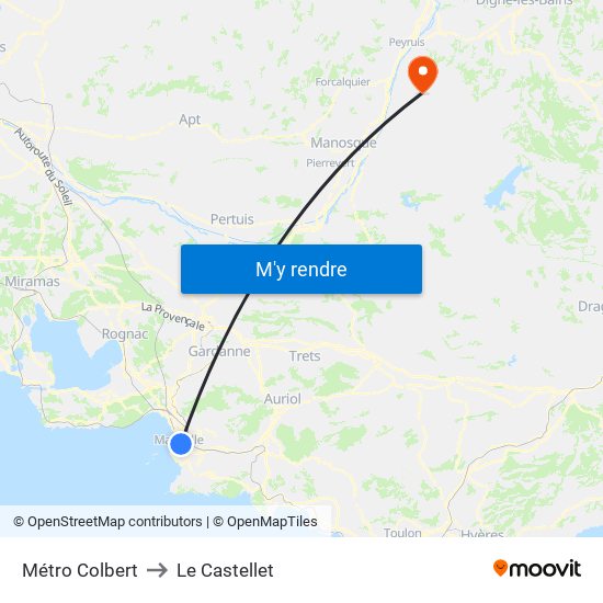 Métro Colbert to Le Castellet map