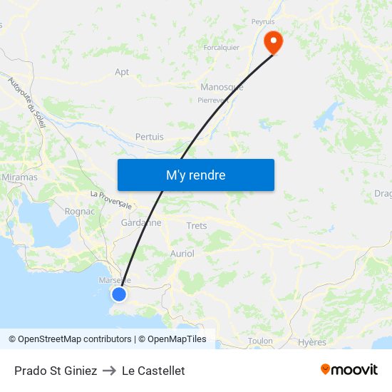 Prado St Giniez to Le Castellet map