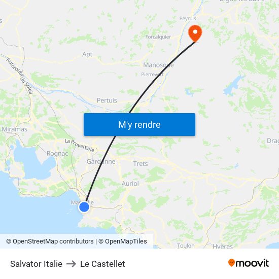 Salvator Italie to Le Castellet map