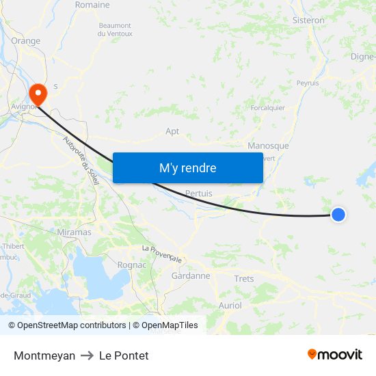Montmeyan to Le Pontet map