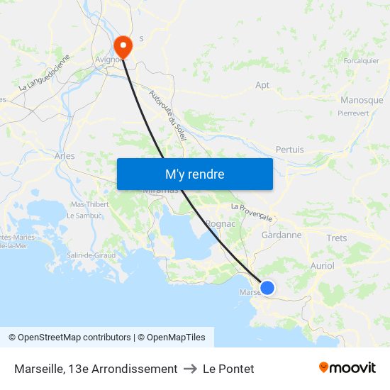 Marseille, 13e Arrondissement to Le Pontet map