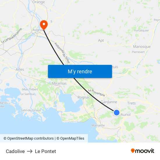 Cadolive to Le Pontet map