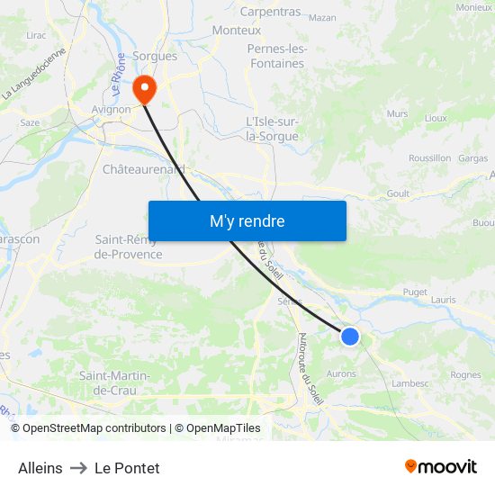 Alleins to Le Pontet map