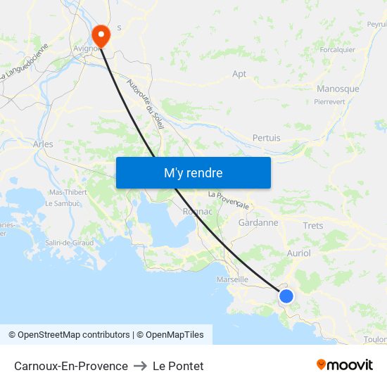 Carnoux-En-Provence to Le Pontet map