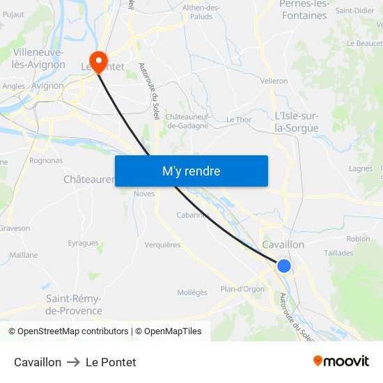 Cavaillon to Le Pontet map