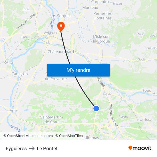 Eyguières to Le Pontet map