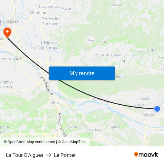 La Tour-D'Aigues to Le Pontet map
