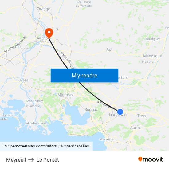 Meyreuil to Le Pontet map