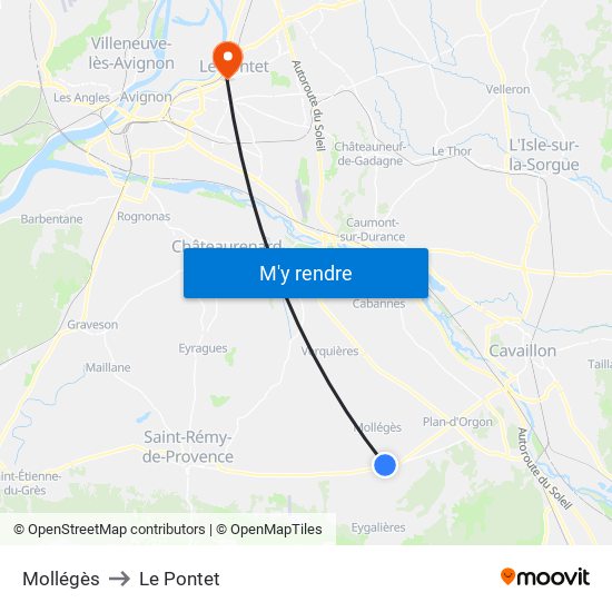 Mollégès to Le Pontet map