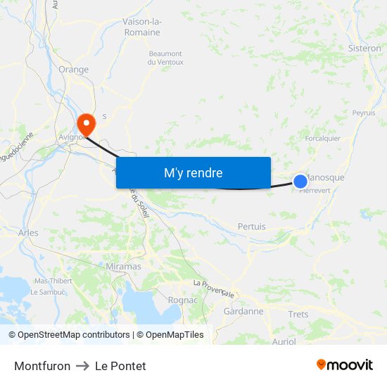 Montfuron to Le Pontet map