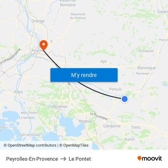 Peyrolles-En-Provence to Le Pontet map