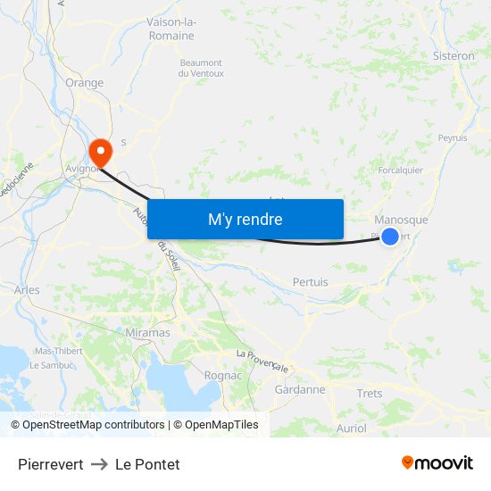 Pierrevert to Le Pontet map
