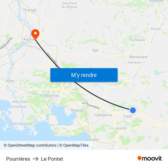 Pourrières to Le Pontet map