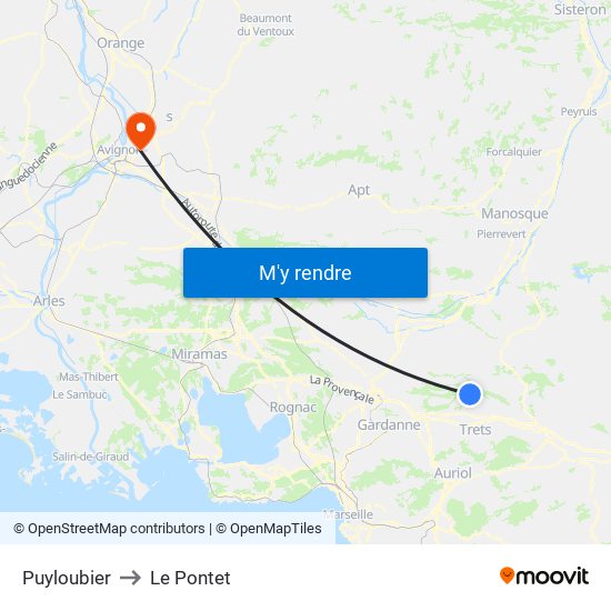 Puyloubier to Le Pontet map