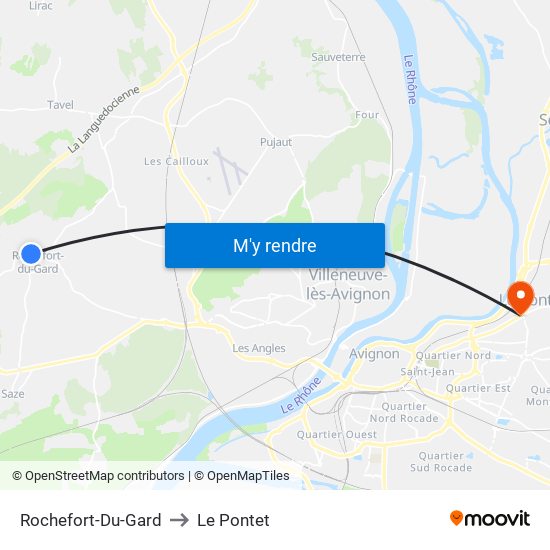 Rochefort-Du-Gard to Le Pontet map