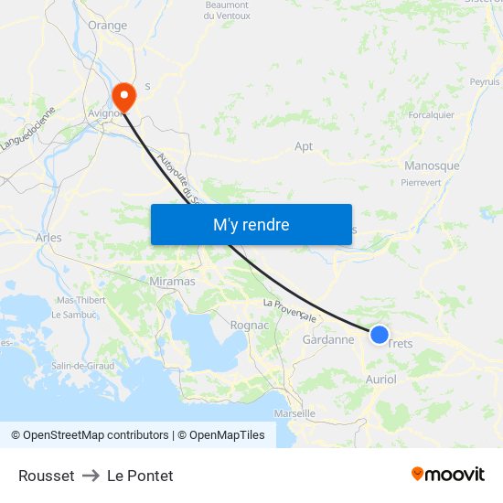 Rousset to Le Pontet map