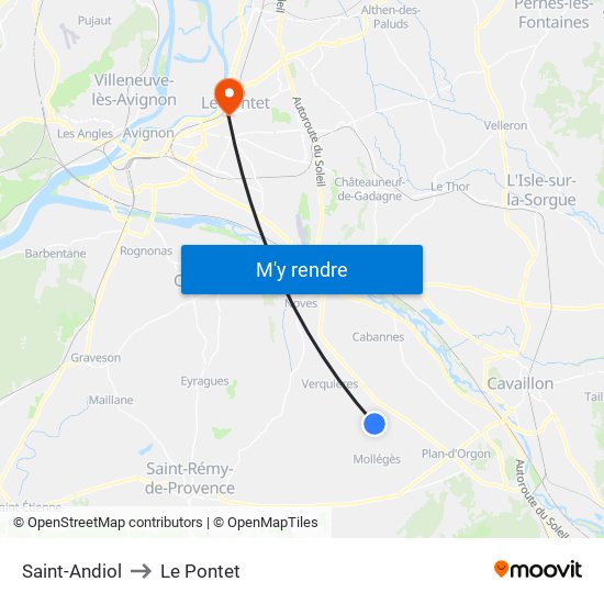 Saint-Andiol to Le Pontet map