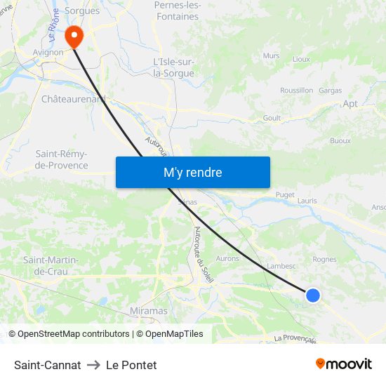 Saint-Cannat to Le Pontet map