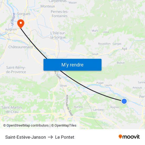 Saint-Estève-Janson to Le Pontet map