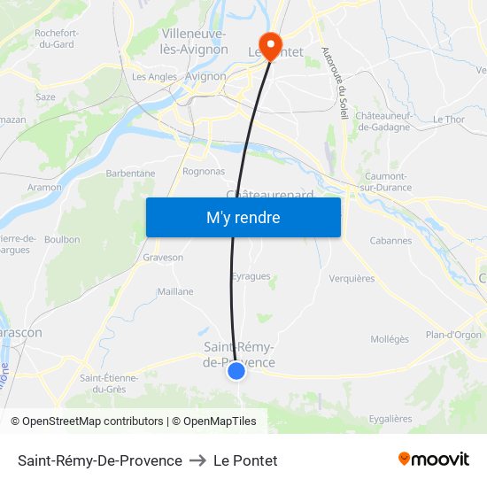 Saint-Rémy-De-Provence to Le Pontet map