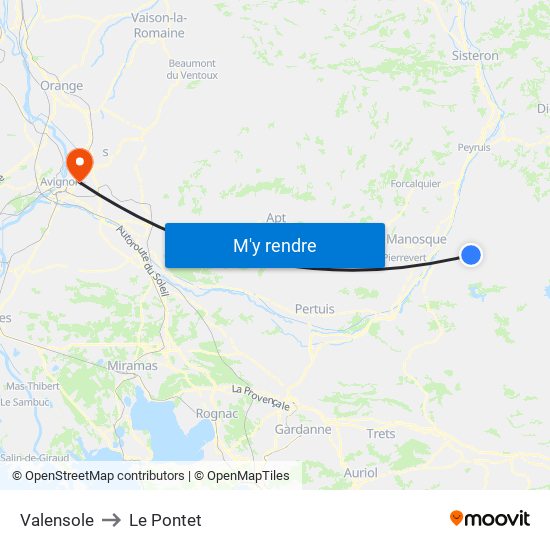 Valensole to Le Pontet map