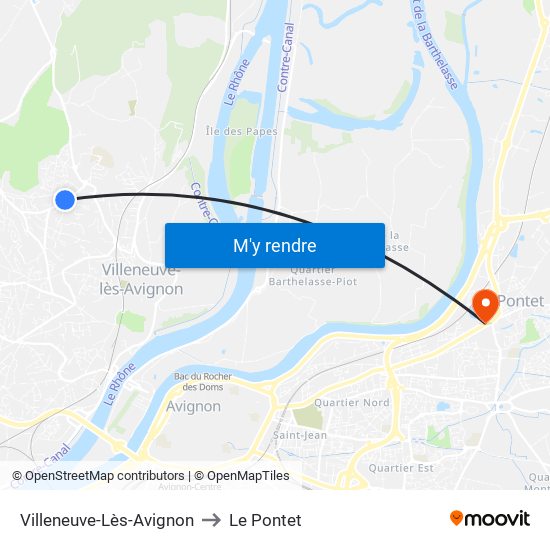 Villeneuve-Lès-Avignon to Le Pontet map