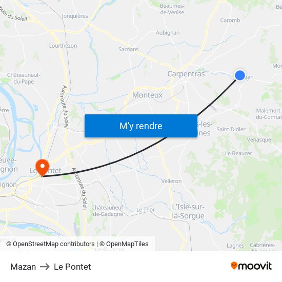 Mazan to Le Pontet map