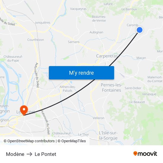 Modène to Le Pontet map