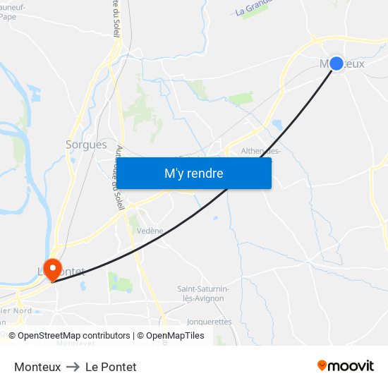 Monteux to Le Pontet map