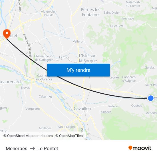 Ménerbes to Le Pontet map