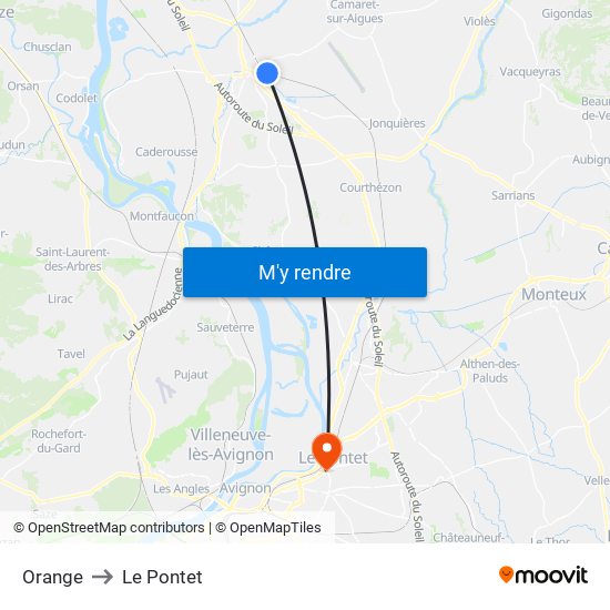 Orange to Le Pontet map